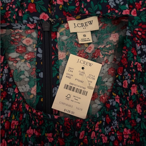 🌸 J.Crew Floral Smocked Midi Dress | NWT | Size Small 🌸 - Picture 3 of 7